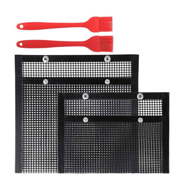 tools & accessories 4pcs grill mesh bag set black fiberglass non-stick reusable anti-cracking with 2 silicone brushes grilling mat pouches p
tools & accessories 4pcs grill mesh bag set black fiberglass non-stick reusable anti-cracking with 2 silicone brushes grilling mat pouches p