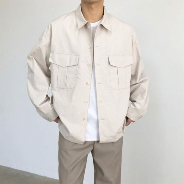 men's casual shirts spring summer korean thin shirt fashion solid color business men streetwear wild loose long sleeve mens, White;black
men's casual shirts spring summer korean thin shirt fashion solid color business men streetwear wild loose long sleeve mens, White;black