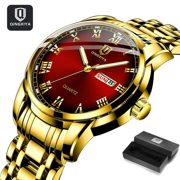 wristwatches qingxiya fashion quartz watches men gold stainless steel strap red dial mens watch week calendar waterproof luminous hands, Slivery;brown
wristwatches qingxiya fashion quartz watches men gold stainless steel strap red dial mens watch week calendar waterproof luminous hands, Slivery;brown