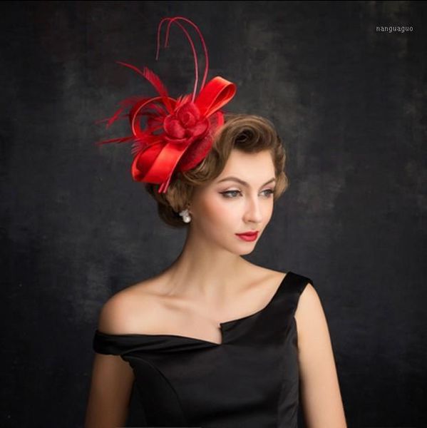 european retro headdress linen bowler hat party dance hair accessories hairpin1