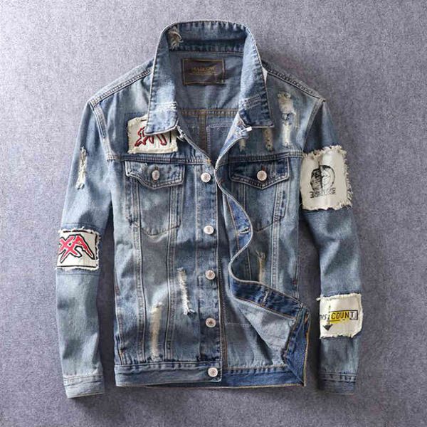 jackets american streetwear fashion blue color retro washed patchwork hip hop men destroyed ripped denim jacket hombre, Black;brown
jackets american streetwear fashion blue color retro washed patchwork hip hop men destroyed ripped denim jacket hombre, Black;brown