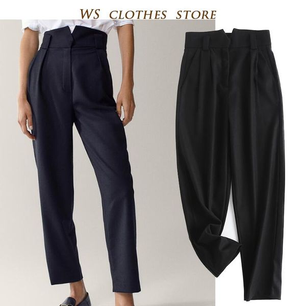 women's pants & capris md 2021 fashion autumn england style high collect waist fitted harem female elegant casual ankle-length mujer fe, Black;white
women's pants & capris md 2021 fashion autumn england style high collect waist fitted harem female elegant casual ankle-length mujer fe, Black;white