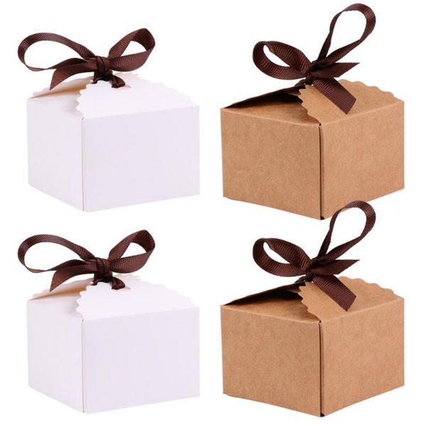 gift wrap 24pcs party box candy holder wavy kraft paper baking containing case