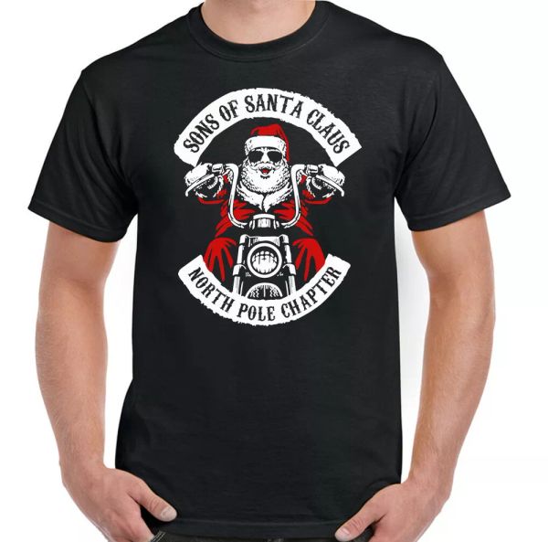 biker christmas t-shirt sons of anarchy men santa funny bike motorcycle, White;black
biker christmas t-shirt sons of anarchy men santa funny bike motorcycle, White;black