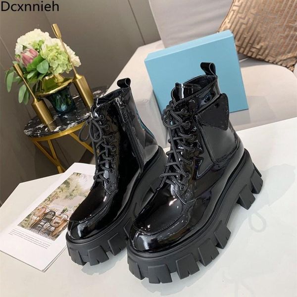 boots black patent leather ankle women pocket motorcycle thick sole lace up platform shoes round toe military woman
boots black patent leather ankle women pocket motorcycle thick sole lace up platform shoes round toe military woman