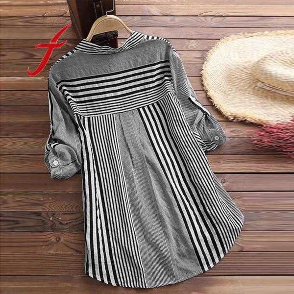 women's blouses & shirts feitong women striped shirt with pockets office lady v neck loose blouse and blusas mujer de ukfd, White
women's blouses & shirts feitong women striped shirt with pockets office lady v neck loose blouse and blusas mujer de ukfd, White