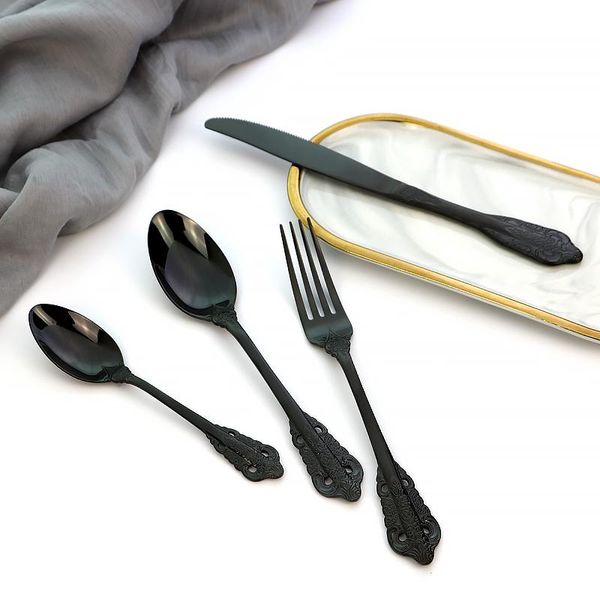 flatware sets 4pcs black dinnerware set stainless steel cutlery knife fork tea spoon quality western luxury kitchen dinner party
flatware sets 4pcs black dinnerware set stainless steel cutlery knife fork tea spoon quality western luxury kitchen dinner party
