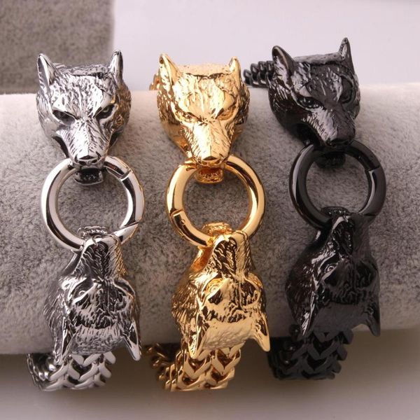 punk men's gold black tone 316l stainless steel two wolf heads bracelet jewelry gift 8.66" charm bracelets, Golden;silver
punk men's gold black tone 316l stainless steel two wolf heads bracelet jewelry gift 8.66" charm bracelets, Golden;silver