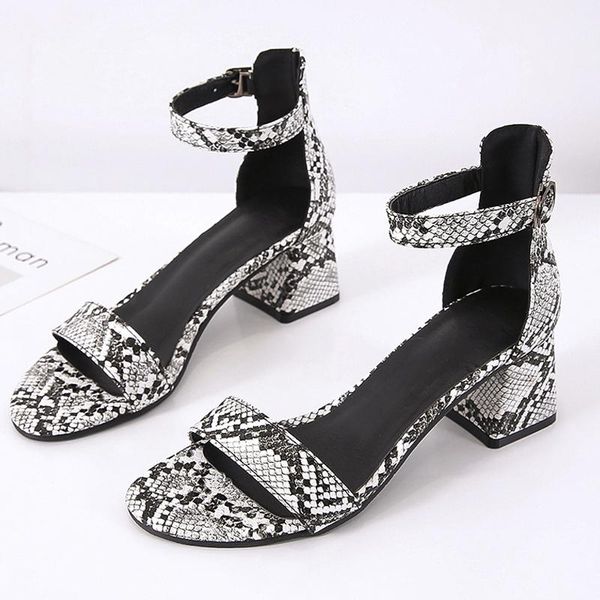 women ankle strap sandals snake print square heel fashion pointed toe ladies shoes dress, Black
women ankle strap sandals snake print square heel fashion pointed toe ladies shoes dress, Black