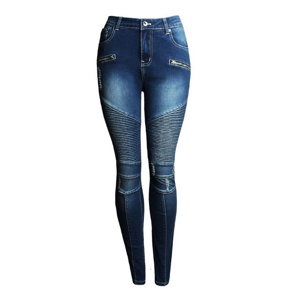 women's jeans motorcycle models european and american women's hole slimming elastic waist denim pencil pants p6ez, Blue
women's jeans motorcycle models european and american women's hole slimming elastic waist denim pencil pants p6ez, Blue