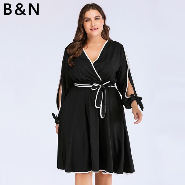 casual dresses xl-xxxxl max 4xl large size patchwork summer dress women clothing office lady working v neck bow tie beauty, Black;gray
casual dresses xl-xxxxl max 4xl large size patchwork summer dress women clothing office lady working v neck bow tie beauty, Black;gray