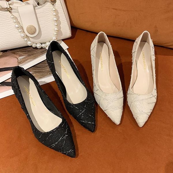 dress shoes sequin high heeled 2021 spring and summer thin women's pointed silver single professional, Black
dress shoes sequin high heeled 2021 spring and summer thin women's pointed silver single professional, Black