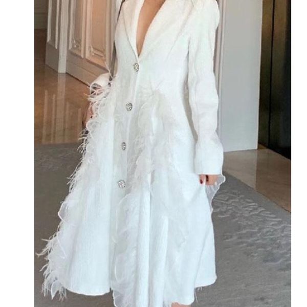 women winter coat feather temperament spliced lady overcoat lotus leaf single breasted white long slim thin 210430, Black
women winter coat feather temperament spliced lady overcoat lotus leaf single breasted white long slim thin 210430, Black