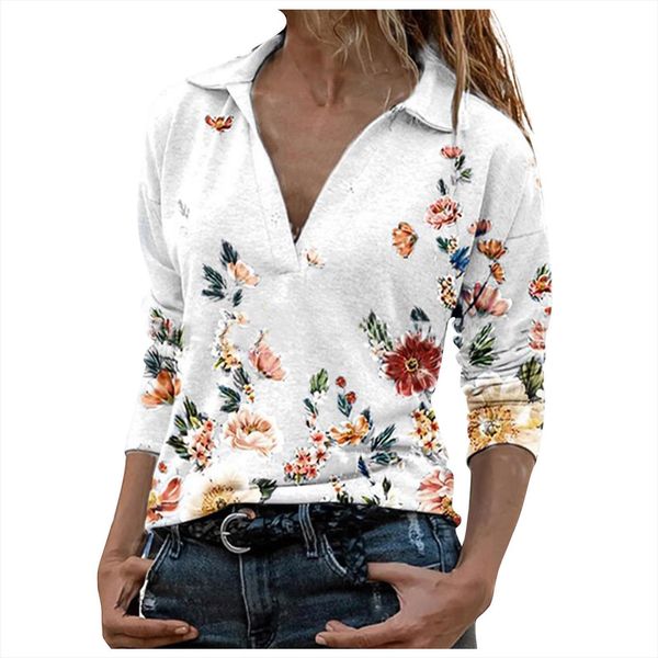 40 women flowers print womens sweaters turn down v neck long sleeves pullover vintage harajuku femme chandails, White;black
40 women flowers print womens sweaters turn down v neck long sleeves pullover vintage harajuku femme chandails, White;black