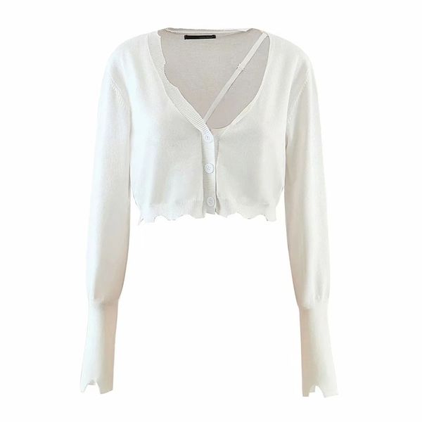 women sweet solid color v-neck sweater female single-breasted long sleeve short cardigan chic 210531, White
women sweet solid color v-neck sweater female single-breasted long sleeve short cardigan chic 210531, White