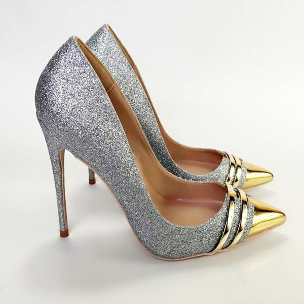 dress shoes keshangjia women's silver high heels ladies pointed toe light gold wedding, Black