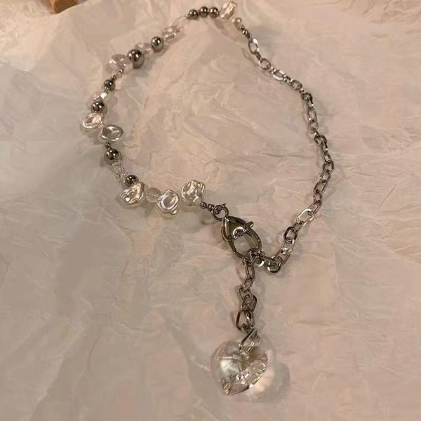 chains vintage baroque irregular pearl choker crystal transparent heart pendant necklace for women 2021 wedding party jewelry gift, Silver
chains vintage baroque irregular pearl choker crystal transparent heart pendant necklace for women 2021 wedding party jewelry gift, Silver