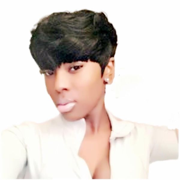 human hair pixie cut wigs with bangs for women short black layered wavy humanhair machine made wigs, Black;brown
human hair pixie cut wigs with bangs for women short black layered wavy humanhair machine made wigs, Black;brown