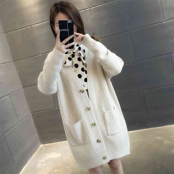 women's knitwear thick jacket fall oversized loose korean style single breasted winter cardigan sweater ropa mujer 210812, White
women's knitwear thick jacket fall oversized loose korean style single breasted winter cardigan sweater ropa mujer 210812, White