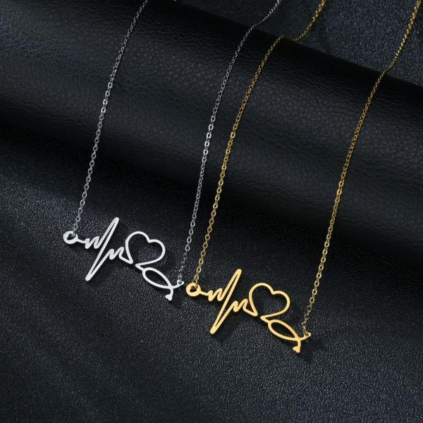 pendant necklaces fashionable simple ecg heartbeat stainless steel necklace women's wholesale, Silver
pendant necklaces fashionable simple ecg heartbeat stainless steel necklace women's wholesale, Silver