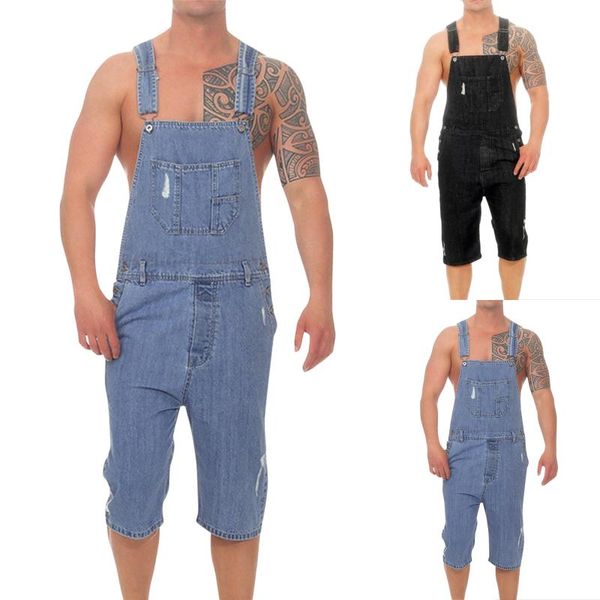 men's pants solid color denim overall sleeveless dungarees romper calf-length pocket drawstring trousers men vaqueros hombre, Black
men's pants solid color denim overall sleeveless dungarees romper calf-length pocket drawstring trousers men vaqueros hombre, Black
