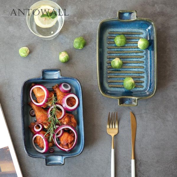 starry blue kiln glazed binaural ceramic baking pan western restaurant rectangle tableware cheese risotto plate bowls
starry blue kiln glazed binaural ceramic baking pan western restaurant rectangle tableware cheese risotto plate bowls