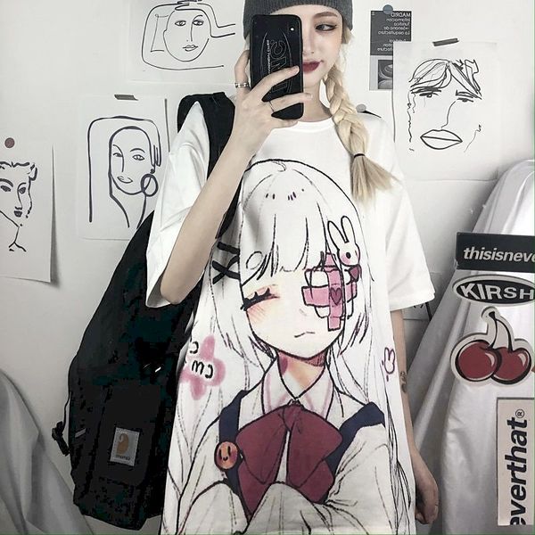anime girl image print women tshirts korean style t-shirts summer sweet fashion t shirts preppy couple clothes o-neck tee, White
anime girl image print women tshirts korean style t-shirts summer sweet fashion t shirts preppy couple clothes o-neck tee, White