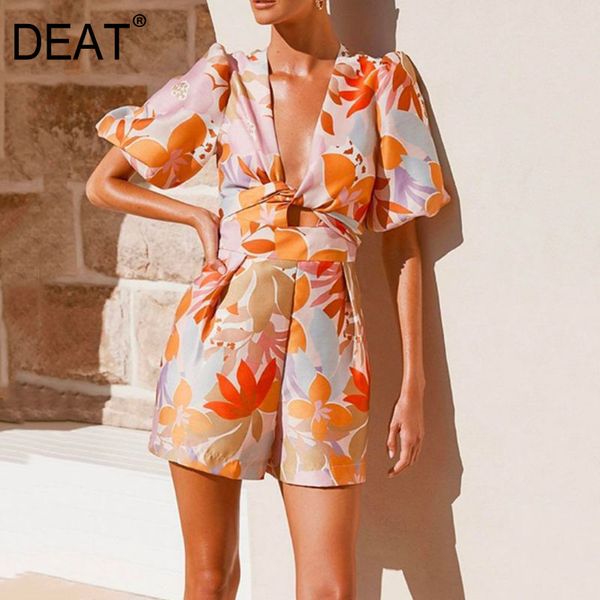 women color printing bow bandage hollow jumpsuit shorts v-neck half sleeve high waist slim fashion summer 7d0391 210421, Black;white
women color printing bow bandage hollow jumpsuit shorts v-neck half sleeve high waist slim fashion summer 7d0391 210421, Black;white