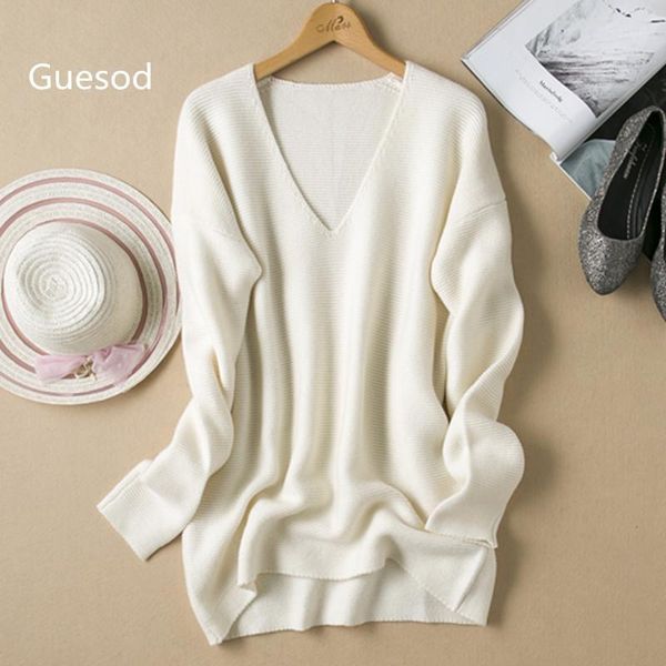 women's sweaters guesod 2021 autumn winter women goat cashmere sweater v-neck loose 100% female slim knitting all match, White;black
women's sweaters guesod 2021 autumn winter women goat cashmere sweater v-neck loose 100% female slim knitting all match, White;black
