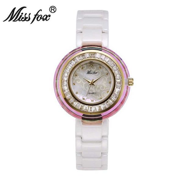 missfox network red live broadcast korean fashion trend crystal circle simple leisure white ceramic women's watch, Slivery;brown
missfox network red live broadcast korean fashion trend crystal circle simple leisure white ceramic women's watch, Slivery;brown