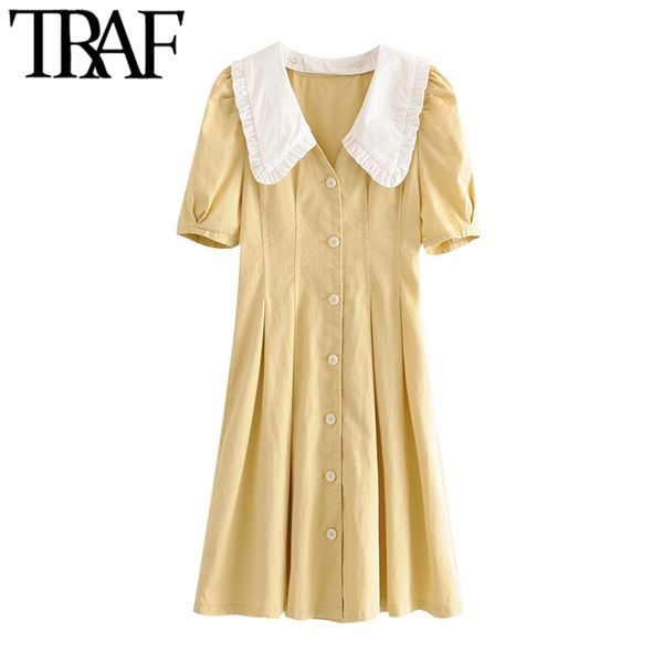 women sweet fashion button-up pleated denim dress vintage lapel collar short sleeve female dresses vestidos 210507, Black;gray
women sweet fashion button-up pleated denim dress vintage lapel collar short sleeve female dresses vestidos 210507, Black;gray