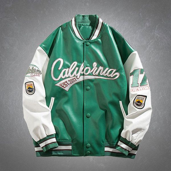 men's jackets vintage pu leather baseball mens letter embroidery patchwork bomber coats casual college style autumn streetwear, Black;brown
men's jackets vintage pu leather baseball mens letter embroidery patchwork bomber coats casual college style autumn streetwear, Black;brown
