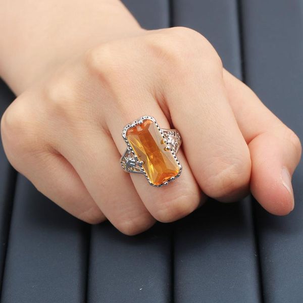 wedding rings fashion large square yellow crystal ring hollow carved design band for bridal dazzling engagement, Slivery;golden
wedding rings fashion large square yellow crystal ring hollow carved design band for bridal dazzling engagement, Slivery;golden