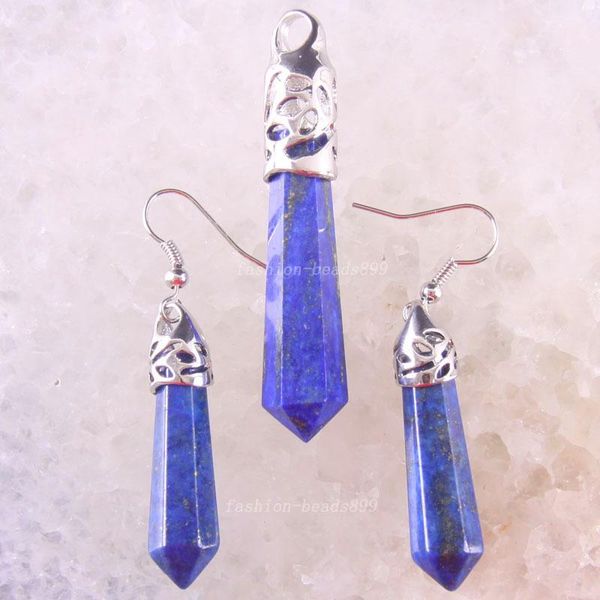 earrings & necklace blue lapis set hexagonal column bead natural stone pendant jewelry for women men gift k1331, Silver
earrings & necklace blue lapis set hexagonal column bead natural stone pendant jewelry for women men gift k1331, Silver