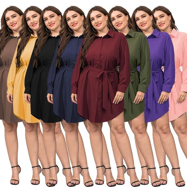 fashion women solid big size shirt dress 2021 autumn est lady's turn-down collar single-breasted sashes lace-up mini dresses casual, Black;gray
fashion women solid big size shirt dress 2021 autumn est lady's turn-down collar single-breasted sashes lace-up mini dresses casual, Black;gray
