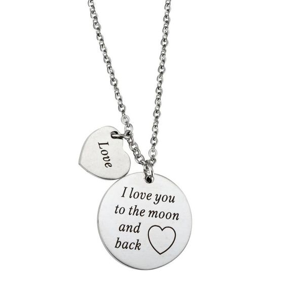 pendant necklaces stainless steel necklace jewelry inspirational lettering i love you to the moon and back heart valentine's day, Silver
pendant necklaces stainless steel necklace jewelry inspirational lettering i love you to the moon and back heart valentine's day, Silver