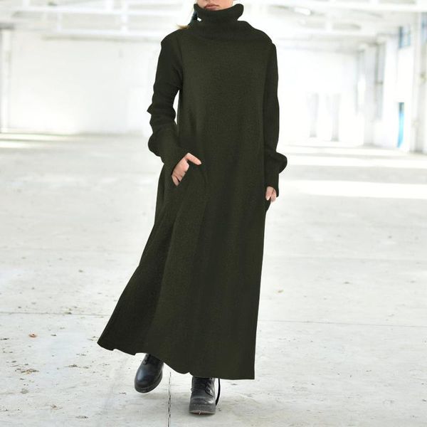 casual dresses long sleeve solid maxi women's autumn sundress vonda 2021 vintage pleating dress vestidos female turtleneck robe, Black;gray
casual dresses long sleeve solid maxi women's autumn sundress vonda 2021 vintage pleating dress vestidos female turtleneck robe, Black;gray