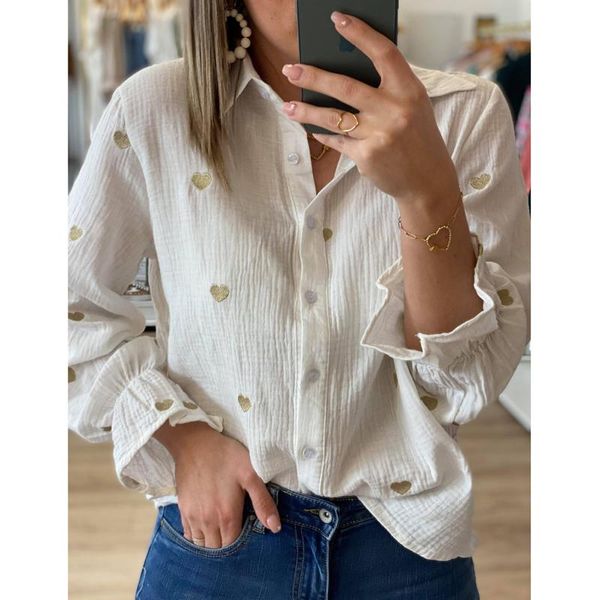women's swimwear casual turn down collar blouses women red heart print embroidery shirts female elegant long sleeve ladies streetwear, White;black
women's swimwear casual turn down collar blouses women red heart print embroidery shirts female elegant long sleeve ladies streetwear, White;black