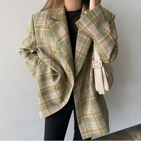 women's suits & blazers vintage loose women jacket plaid blazer autumn chic double breasted female long suit jackets stylish ladies mt1, White;black
women's suits & blazers vintage loose women jacket plaid blazer autumn chic double breasted female long suit jackets stylish ladies mt1, White;black