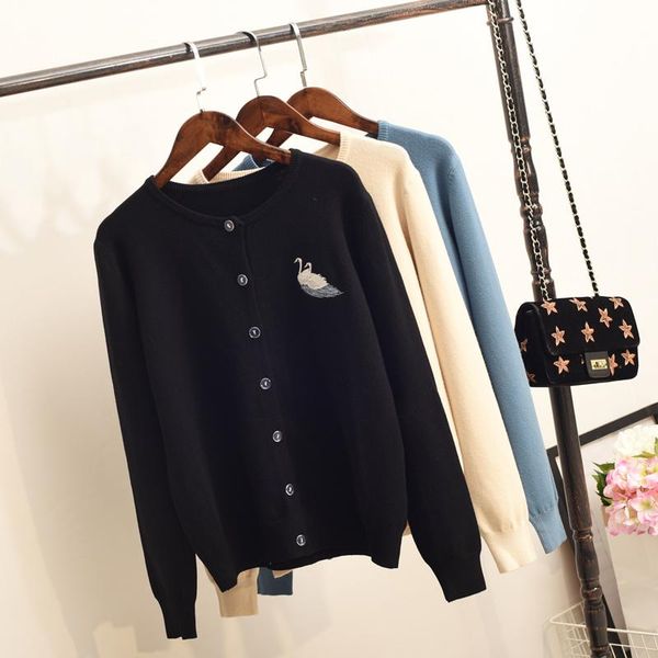women's knits & tees 2021 spring women cardigans knitted sweater black lazy wind o neck loose long-sleeved students knit embroidery swa, White
women's knits & tees 2021 spring women cardigans knitted sweater black lazy wind o neck loose long-sleeved students knit embroidery swa, White