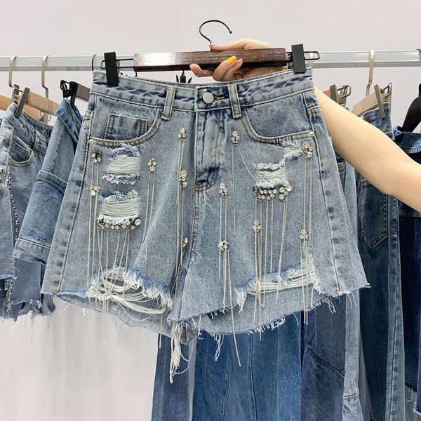 women's jeans chicatwill 2021 summer designer women denim korea diamond tassel beading hole shorts casual short pants, Blue
women's jeans chicatwill 2021 summer designer women denim korea diamond tassel beading hole shorts casual short pants, Blue