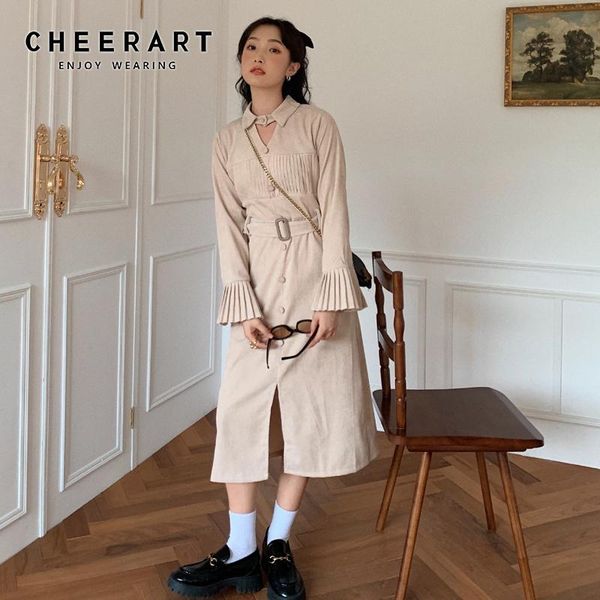 casual dresses cheerart corduroy long sleeve winter dress women flare tunic a line ladies midi with belt korean fashion 2021, Black;gray
casual dresses cheerart corduroy long sleeve winter dress women flare tunic a line ladies midi with belt korean fashion 2021, Black;gray