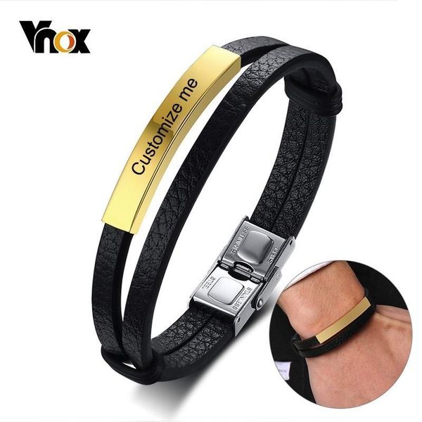 link, chain vnox customizable double layer real leather bracelets for men women stainless steel bangle casual jewelry, Black
link, chain vnox customizable double layer real leather bracelets for men women stainless steel bangle casual jewelry, Black