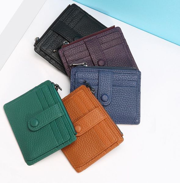 card holders 2021 leather case zipper coin purse fashion simple multi-card position cowhide wallet, Brown;gray
card holders 2021 leather case zipper coin purse fashion simple multi-card position cowhide wallet, Brown;gray