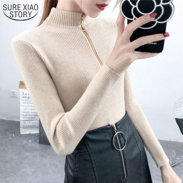 autumn and winter knitted sweater female korean semi-high-neck with zipper long sleeve bottom pullover women 12662 210508, White;black
autumn and winter knitted sweater female korean semi-high-neck with zipper long sleeve bottom pullover women 12662 210508, White;black