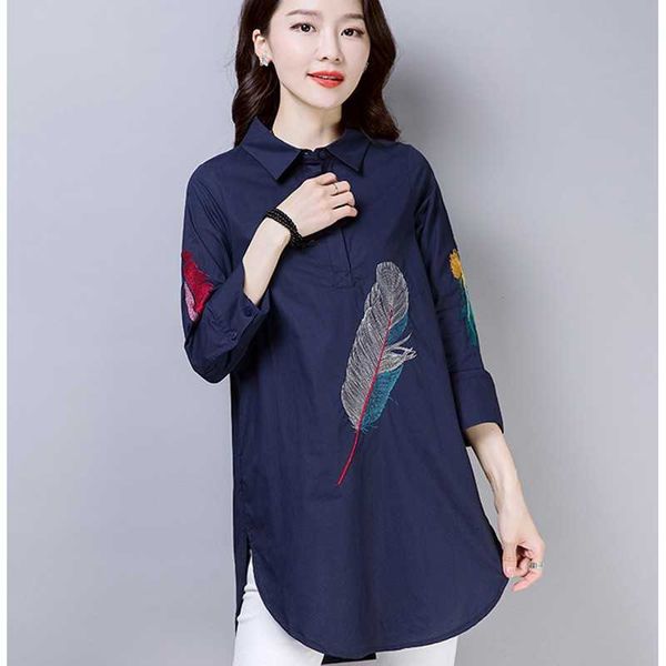 plus size foral embroidery turn down collar blouse women three quarter sleeve solid basic shirt large casual 4xl 210601, White
plus size foral embroidery turn down collar blouse women three quarter sleeve solid basic shirt large casual 4xl 210601, White