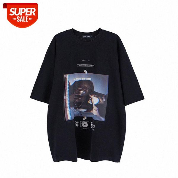 american hip-hop loose high street print t-shirt trendy oversize psychedelic rock character short-sleeved tee #wb7x, White;black
american hip-hop loose high street print t-shirt trendy oversize psychedelic rock character short-sleeved tee #wb7x, White;black