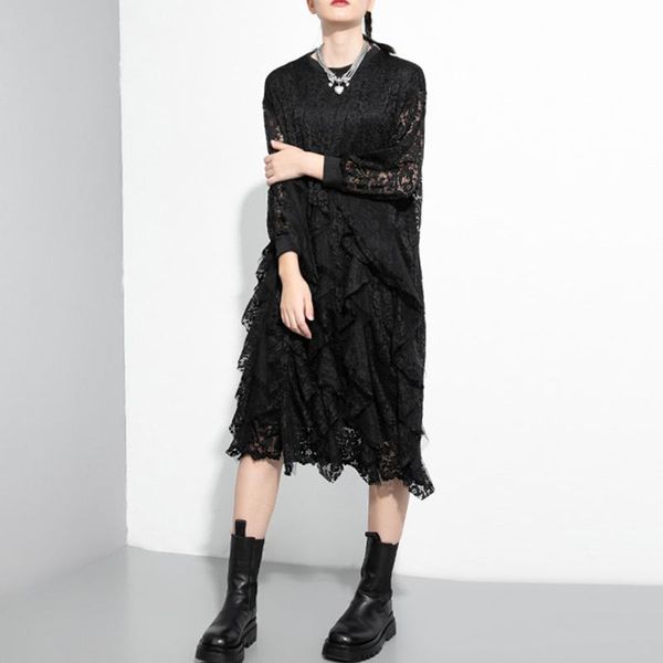 casual dresses seebeautiful simple o neck long sleeve patch lace irregular large size dress woman summer 2021 tide fashion t374, Black;gray
casual dresses seebeautiful simple o neck long sleeve patch lace irregular large size dress woman summer 2021 tide fashion t374, Black;gray
