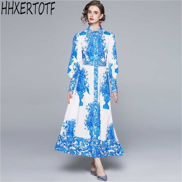spring runway designer retro blue and white porcelain print dres long lantern sleeve button down elegant 210531, Black;gray
spring runway designer retro blue and white porcelain print dres long lantern sleeve button down elegant 210531, Black;gray