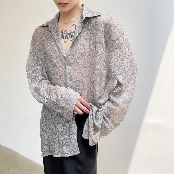 men's casual shirts stage clothing men pleated flower thin fabric loose male korean fashion vintage streetwear dress shirt, White;black
men's casual shirts stage clothing men pleated flower thin fabric loose male korean fashion vintage streetwear dress shirt, White;black